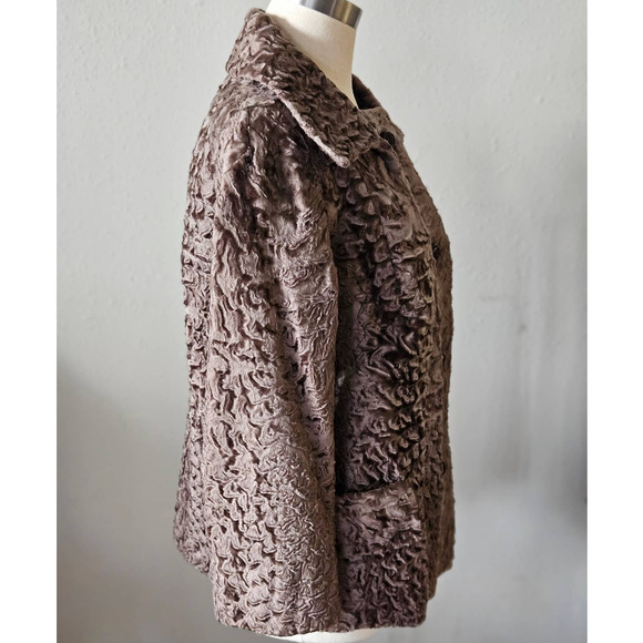 Vintage 50s Brown Persian Wool Coat Medium Levy Wolf - Picture 3 of 13